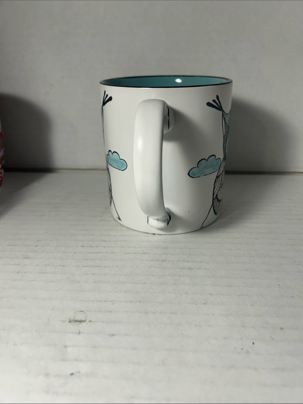 Owl Accent Ceramic Mug in Teal and White - Picture 4 of 6